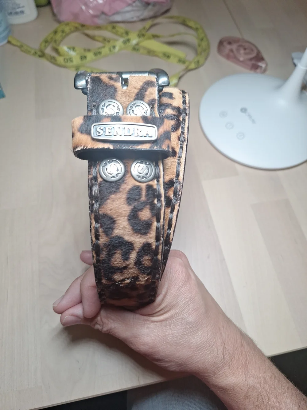 SENDRA Leopard Print Hair-on Leather Belt - Brown/Black Size 38 (eu 100)